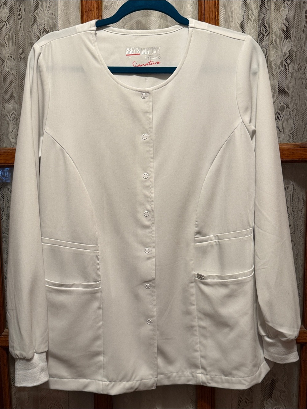 Grey's Anatomy Signature White Snap-Front Scrub Jacket